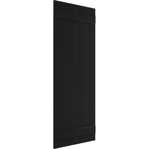 True Fit PVC Four Board Joined Board-n-Batten Shutters, Black, 21 1/2W X 74H